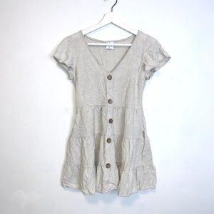 Princess Polly Tiered Button Down Linen minidress size 2